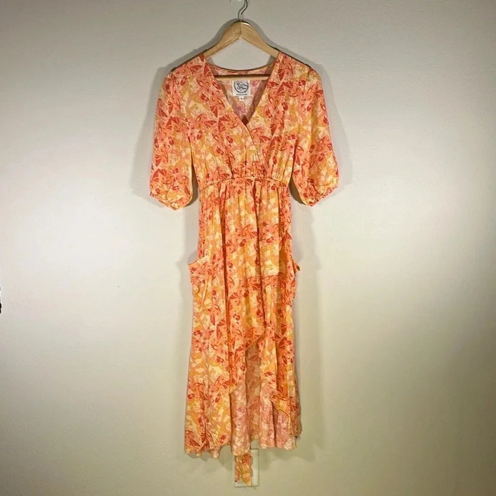 Anthropologie Sunday Mi Amor Floral Print Midi Dress Size Small Party Event - Picture 2 of 8
